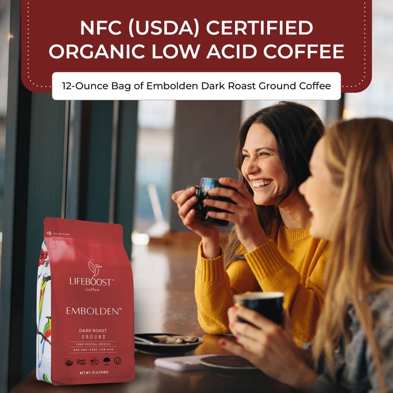 Lifeboost Dark Roast Ground Coffee - Non-GMO Low Acid Single Origin USDA Organic Dark Roast Coffee - Third Party Tested For Mycotoxins & Pesticides - 12 Ounces - Image 5